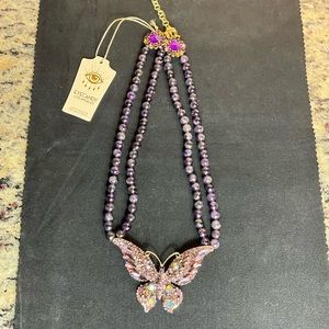 NWT Eye Candy LA Butterfly genuine Amethyst Statement Necklace large motif